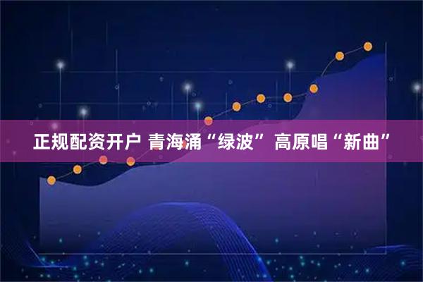 正规配资开户 青海涌“绿波” 高原唱“新曲”