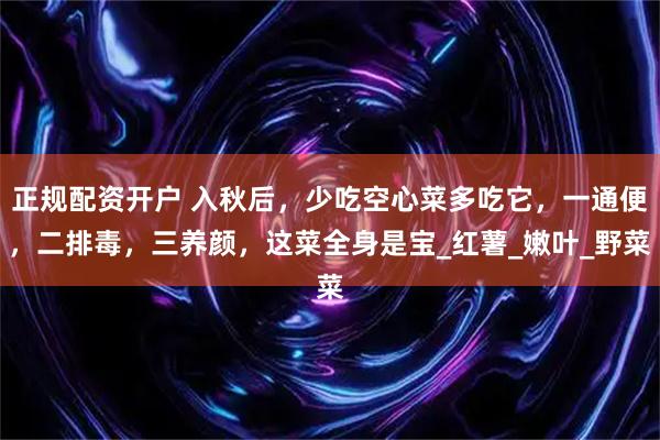正规配资开户 入秋后，少吃空心菜多吃它，一通便，二排毒，三养颜，这菜全身是宝_红薯_嫩叶_野菜